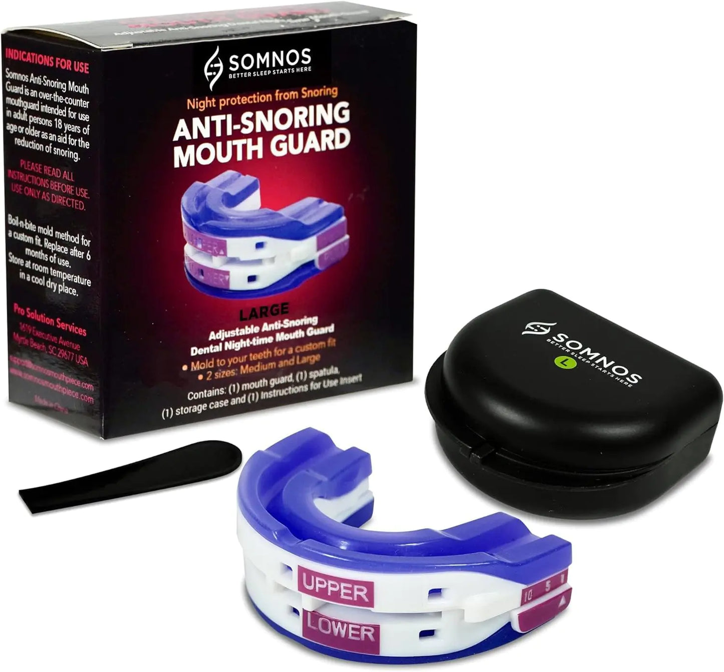 Somnos Anti Snore Mouthguard - Adjustable Sleep Mouth Guard for Snoring - Lightweight Comfortable and Effective for Reducing Snoring - Better Sleep Starts Here™ - Large Size …