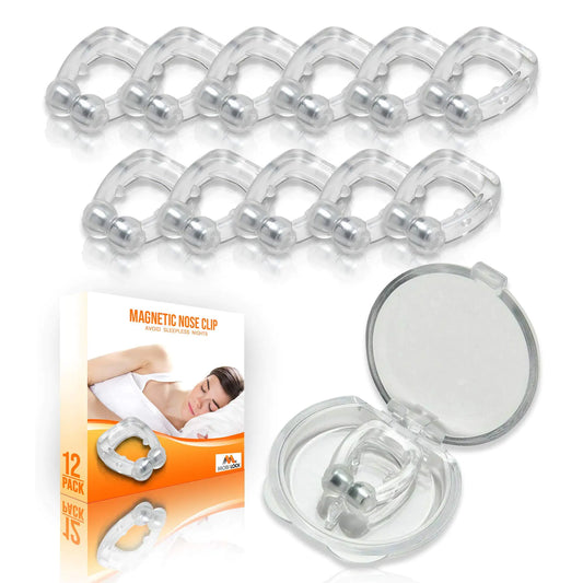 Magnetic Anti Snore Clip (Pack of 12) - Silicone Snoring Nose Clip - A Simple Solution for Nasal Snorers - Reusable Snoring Device to Enjoy a Peaceful Nights Sleep - by Mobi Lock